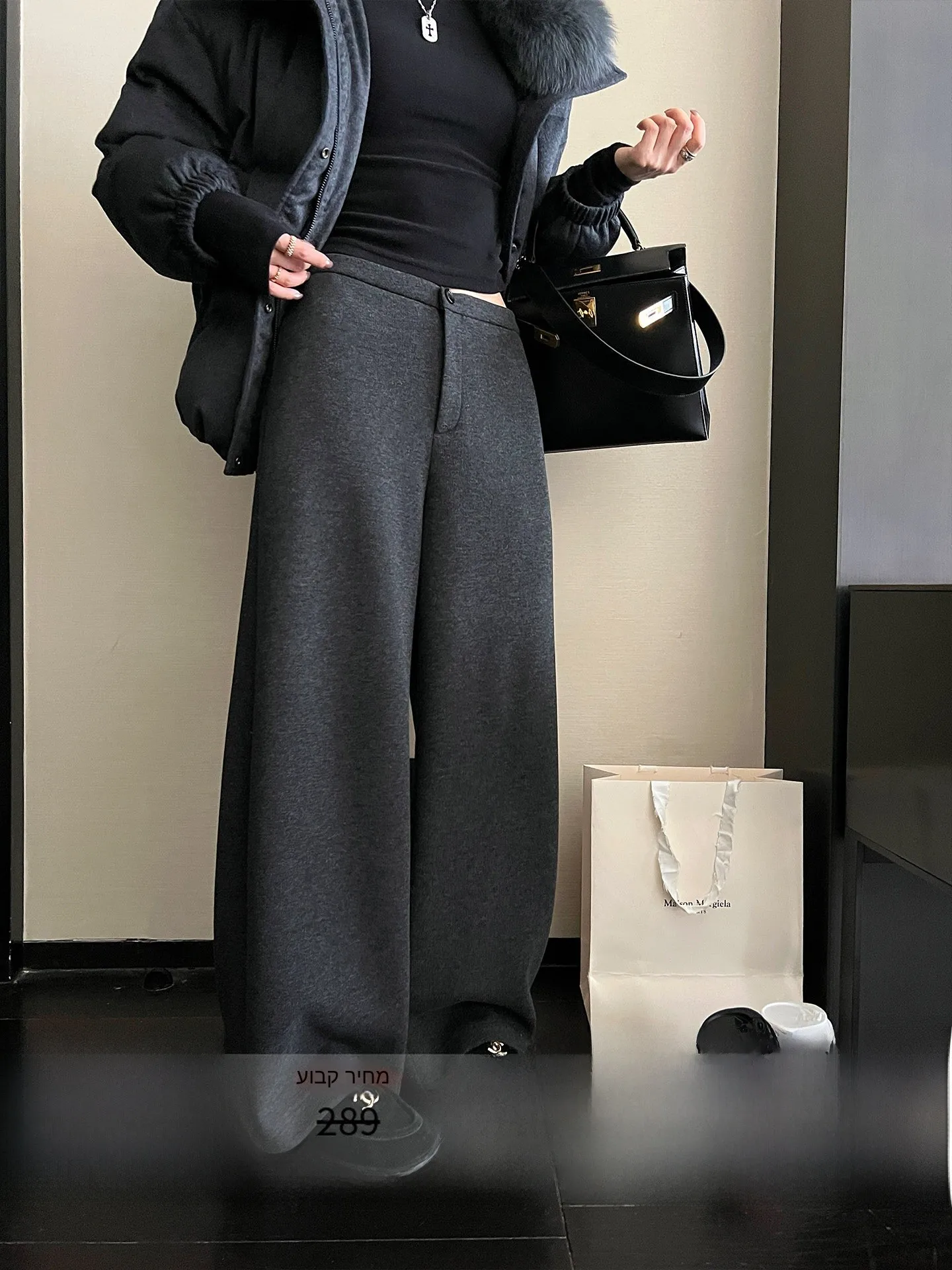 

High Quality Silk Wide Leg Pants Loose Knife Shape Trousers Casual High Waist Button Pure Color Ladies Fashion Autumn Winter