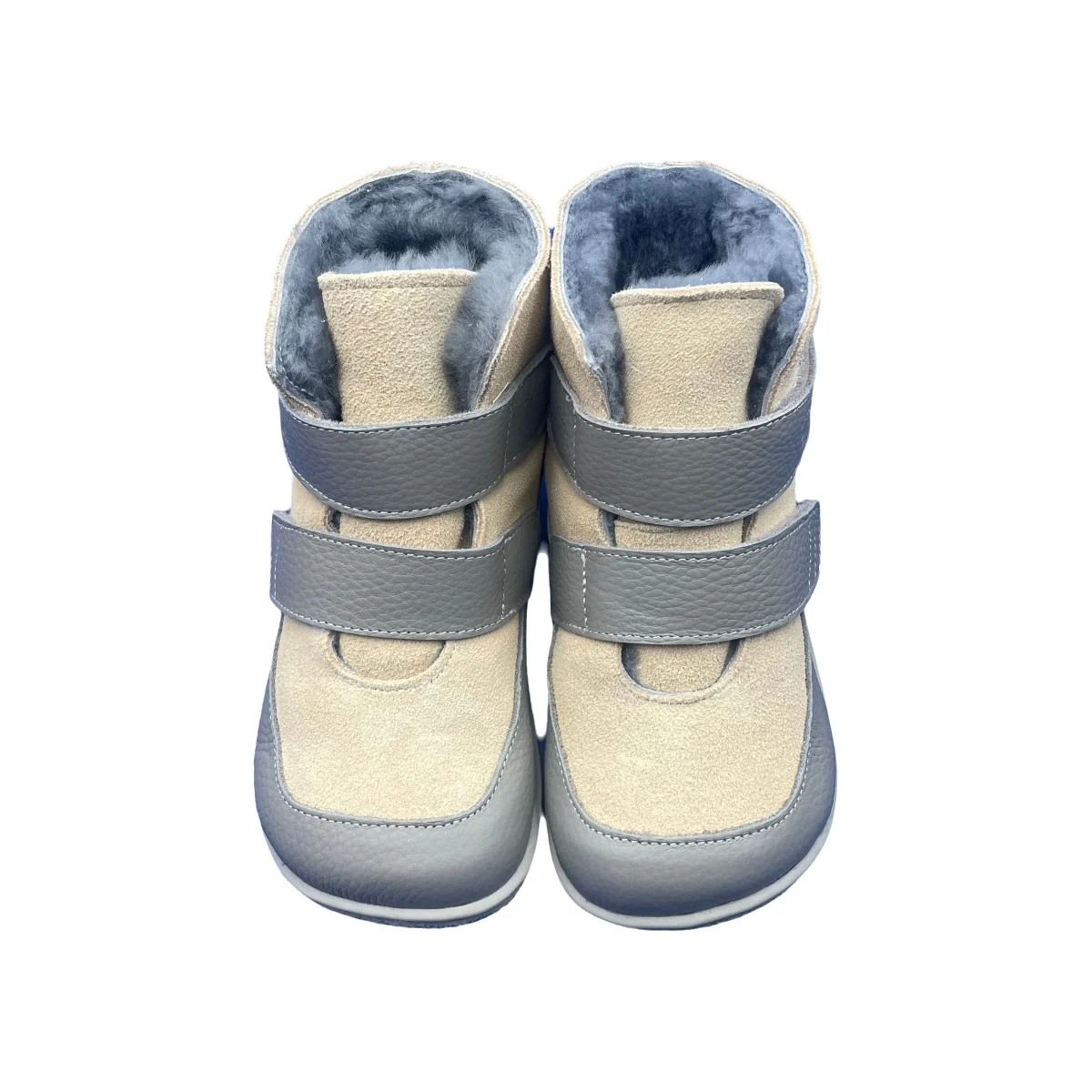 TipsieToes Genuine Leather Winter Barefoot Two Straps Winter Boot with Real Fur Linning Insole Baby Toddler Girl Boy Kids Warm