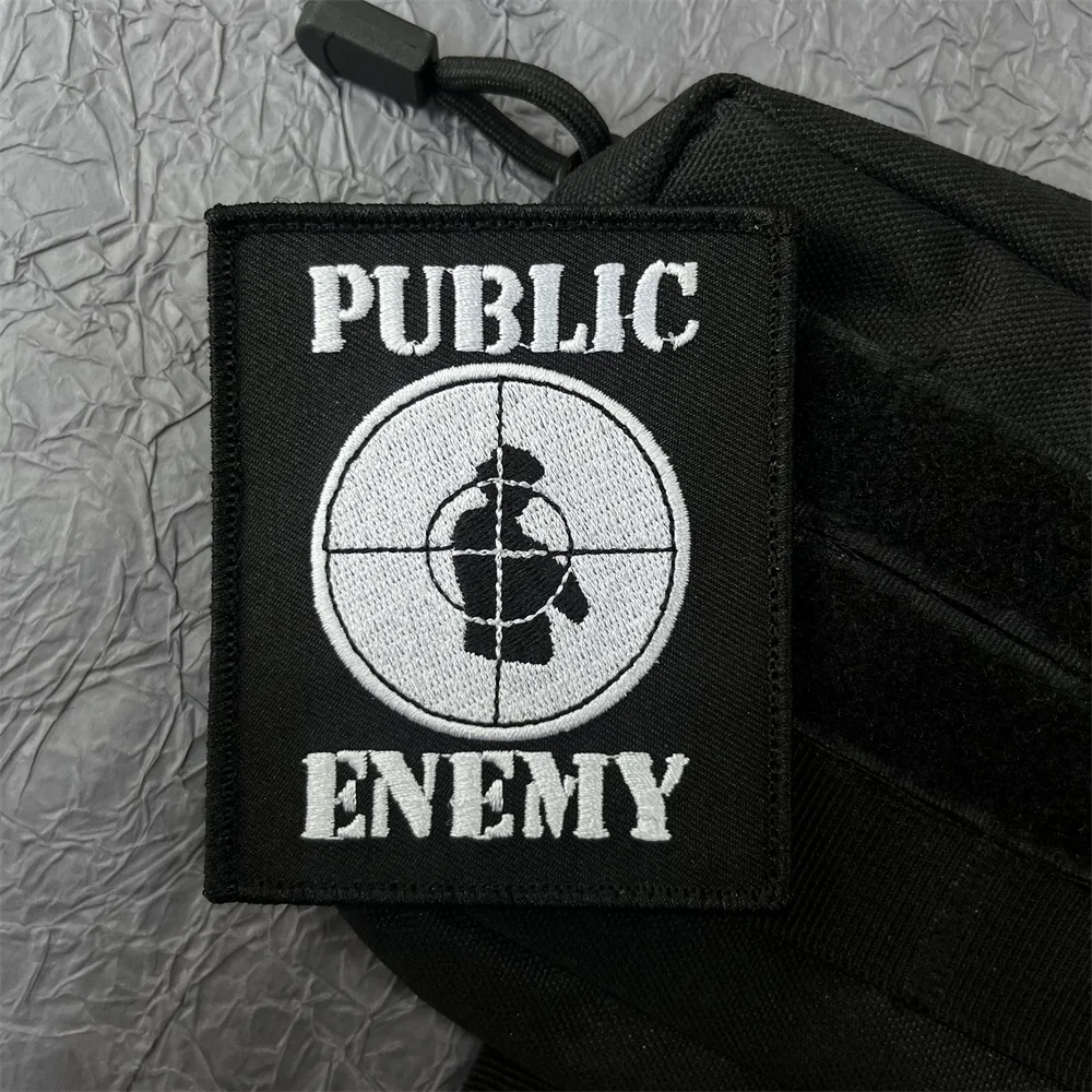 Public Enemy Embroidery on Clothes Target Shooting Stickers Tactical Equipment Military Patch Hook and Loop Patches Backpack