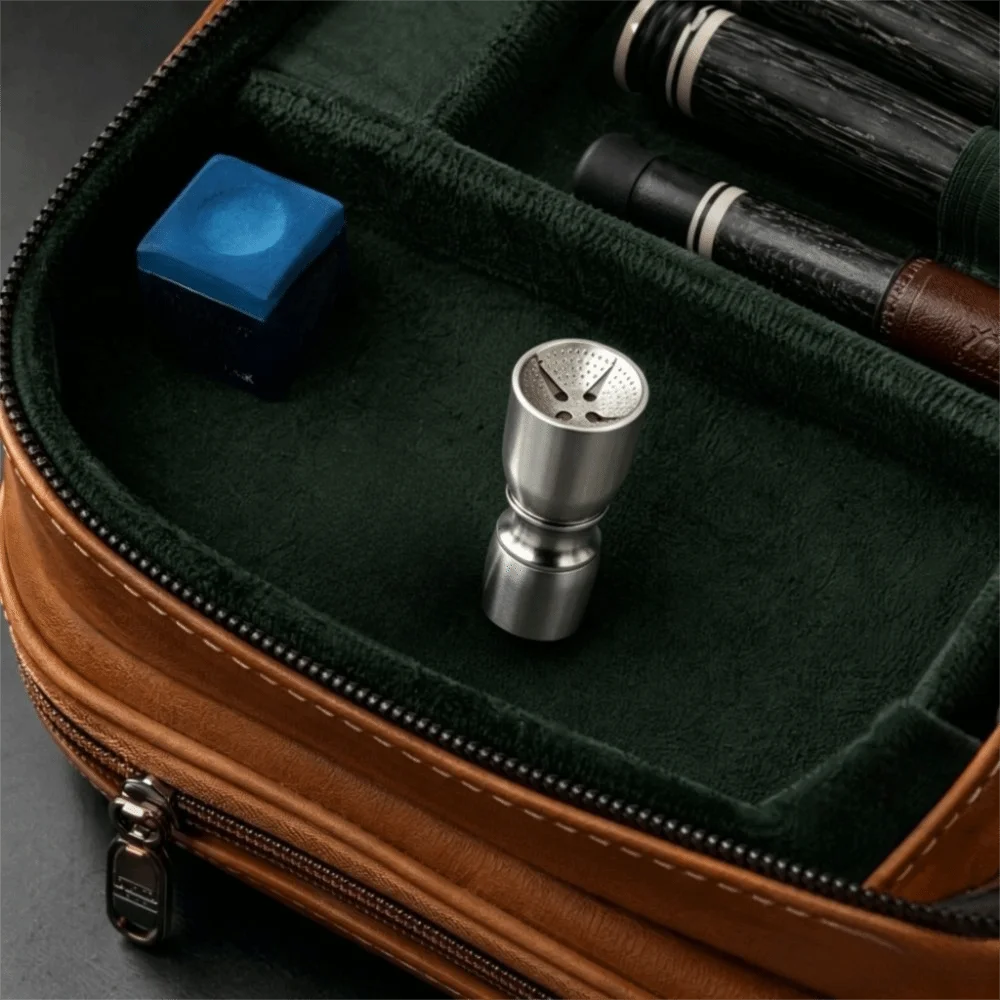 Aluminum Cue Tip Shaper Silver Textured End Snooker Tip Pricker Cylindrical Body Multi Function Cue Tip Tool Snooker Cue Repair