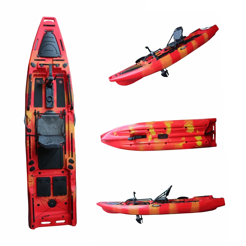 12.5ft Fishing Boat Pedal Drive Kayak with Electric Trolling Jet Motor Engine Lldpe Material Hard Plastic for Sale