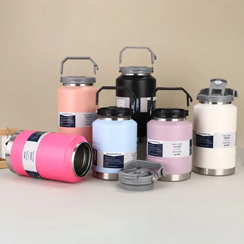 Versatile 2L Thermal Water Bottle Portable with Handle Coffee Travel Mug Large Capacity Leak-proof Drinks Bottle Outdoor