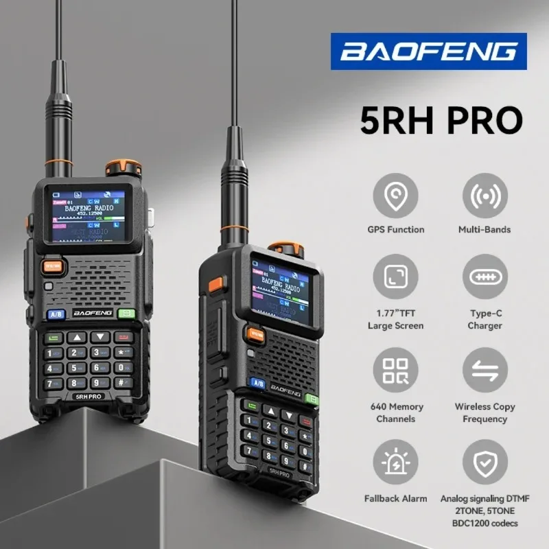 Baofeng Walkie-talkie UV-5RH Pro GPS Positioning Outdoor Wireless Handset 10W High Power Bluetooth Programmable 10 km Radio