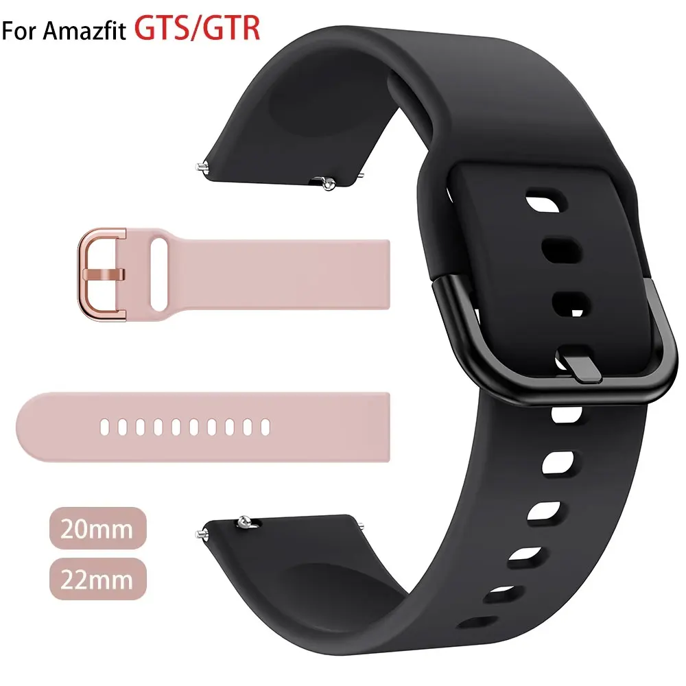 20mm/22mm band For Amazfit GTS/2/2e/3/4 GTS2 Mini/GTR 4/3/Pro/47mm/GTR2/2e/stratos 2/3 Silicone Bracelet Amazfit bip Watch strap