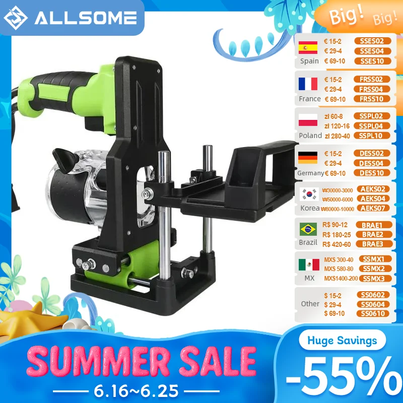 

Allsome Mortise Jig Woodworking Slotting Locator Compact Router Attachment Router Edge Guide Trimming Machine