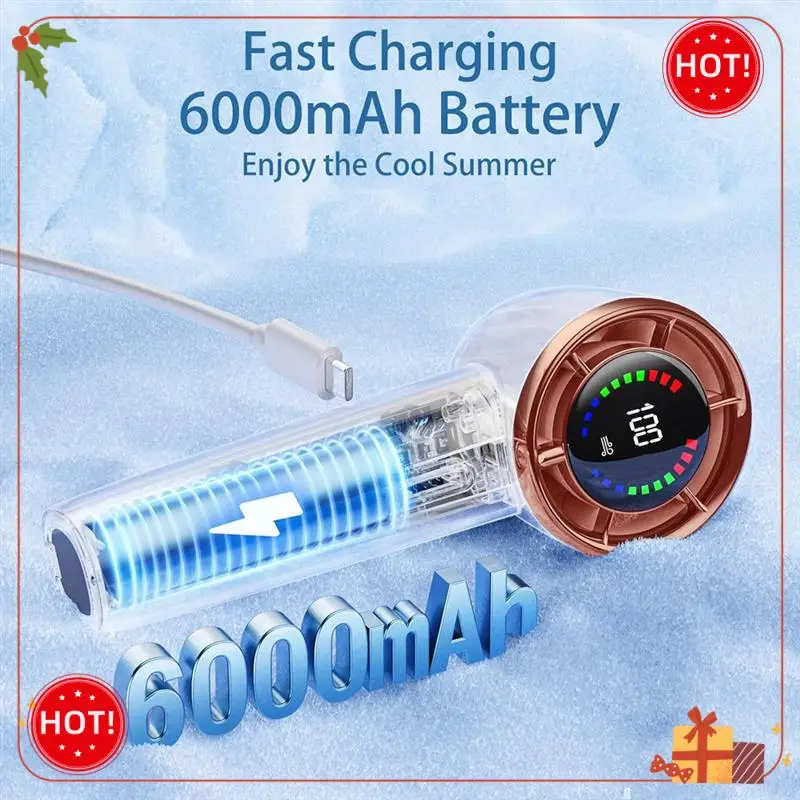 ABLE-Portable Handheld Fan, Speed(1-100) Adjustable Turbo Mini Fan, Rechargeable Portable Fan With Digital Display