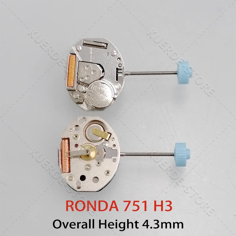 العلامة التجارية الجديدة روندا 751 حركة 2 الأيدي حركة ساعة كوارتز مع ملحقات استبدال البطارية