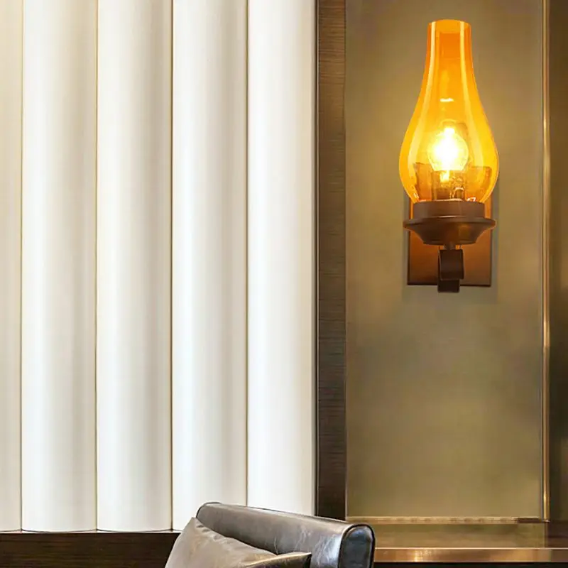 อุตสาหกรรม Farmhouse Wall Light Sconce น้ำมันก๊าดสไตล์,แก้วใสโคมไฟสำหรับห้องนอนข้างเตียง Corridor Bar