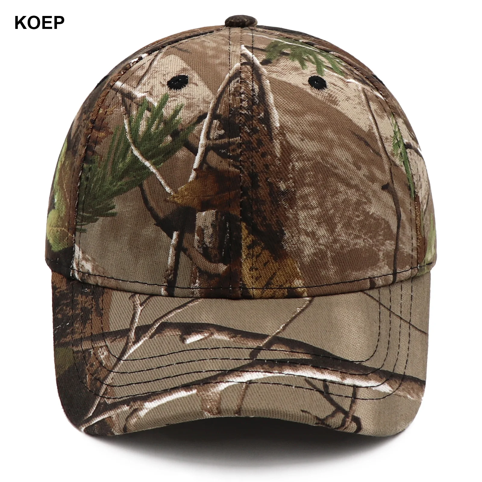 

KOEP Green Tree Camo Adjustable Baseball Cap Outdoor Fishing Caps Biomimetic Camouflage Hat Designed Specifically For Hunting