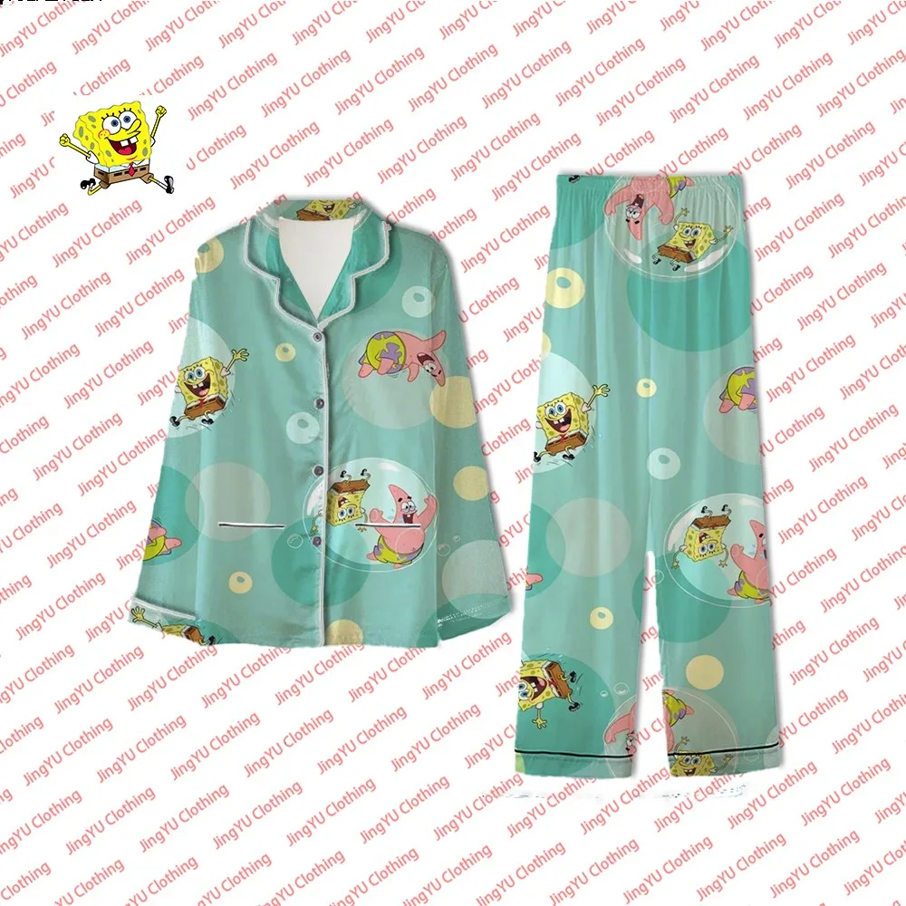 2024 New SpongeBob SquarePants Summer Cartoon Cute Pajamas Set Fashion Comfortable Casual Home Pajamas Couples