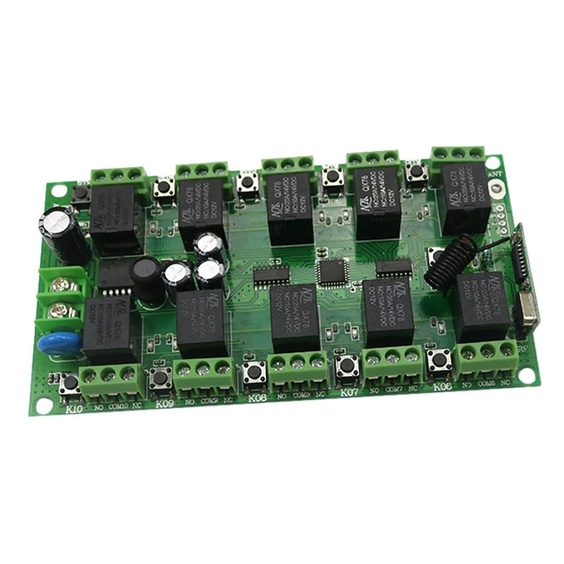 433MHZ 12V 10 CH Wireless Remote Control Switch Module For LED Lamps, Access Control, Garage Doors