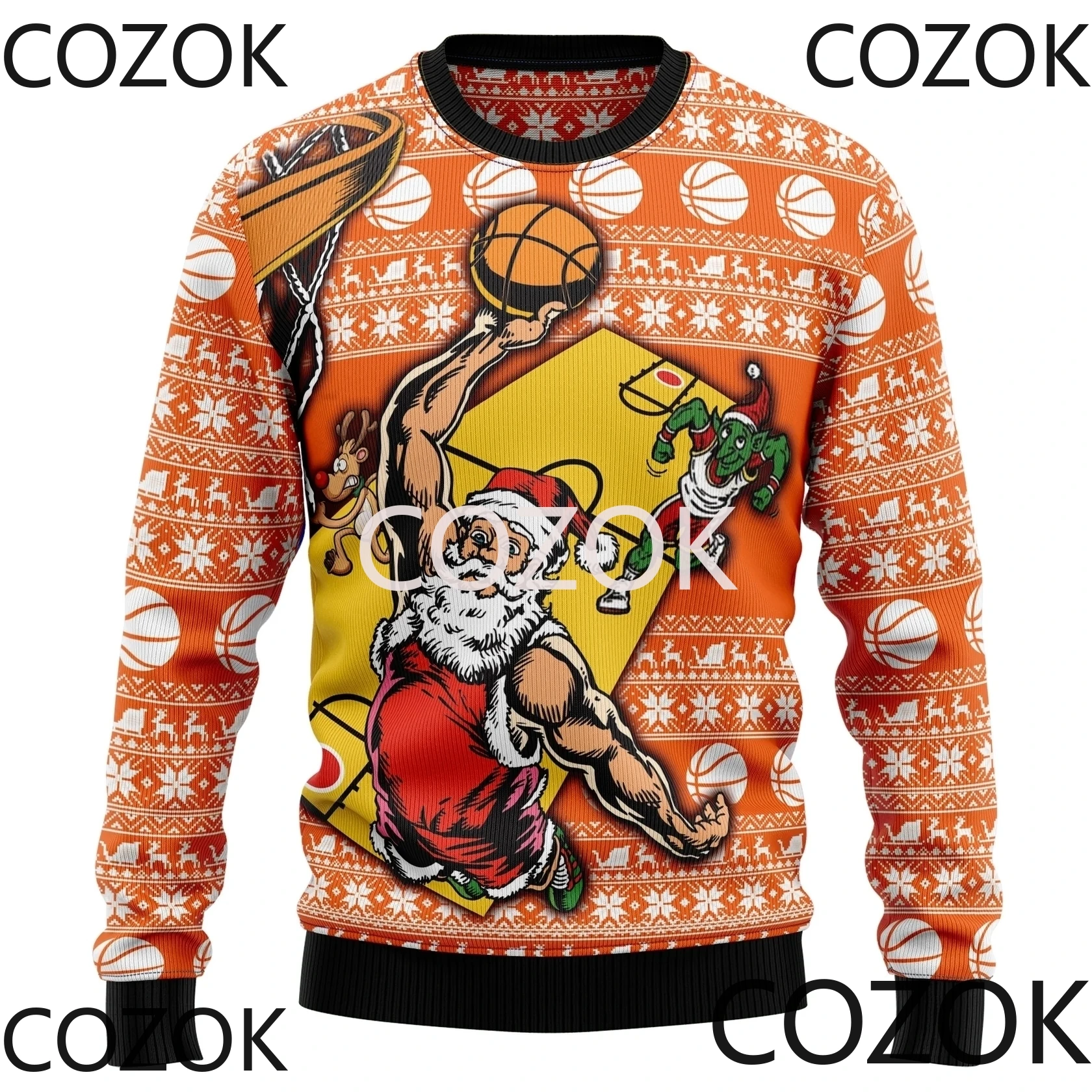 

Баскетбольный Уродливый Рождественский свитер с 3d принтом толстовки для мужчин и женщин пуловеры Харадзюку топы унисекс