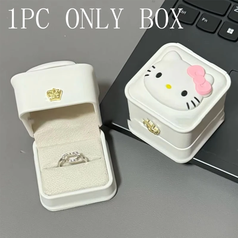 hello Kitty 3d Charm  Accessories Ring Storage Box Desktop Decoration Colorful Girl Fashionable Christmas Birthday Surprise Gift