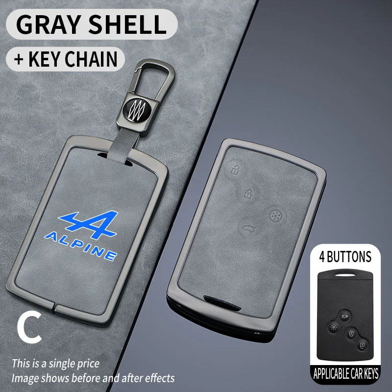 Metall-Leder-Autoschlüsselhülle, vollständige Schutzhülle für Alpine A290 GTS A110 Espace Austral Renault Megane Clio Logan