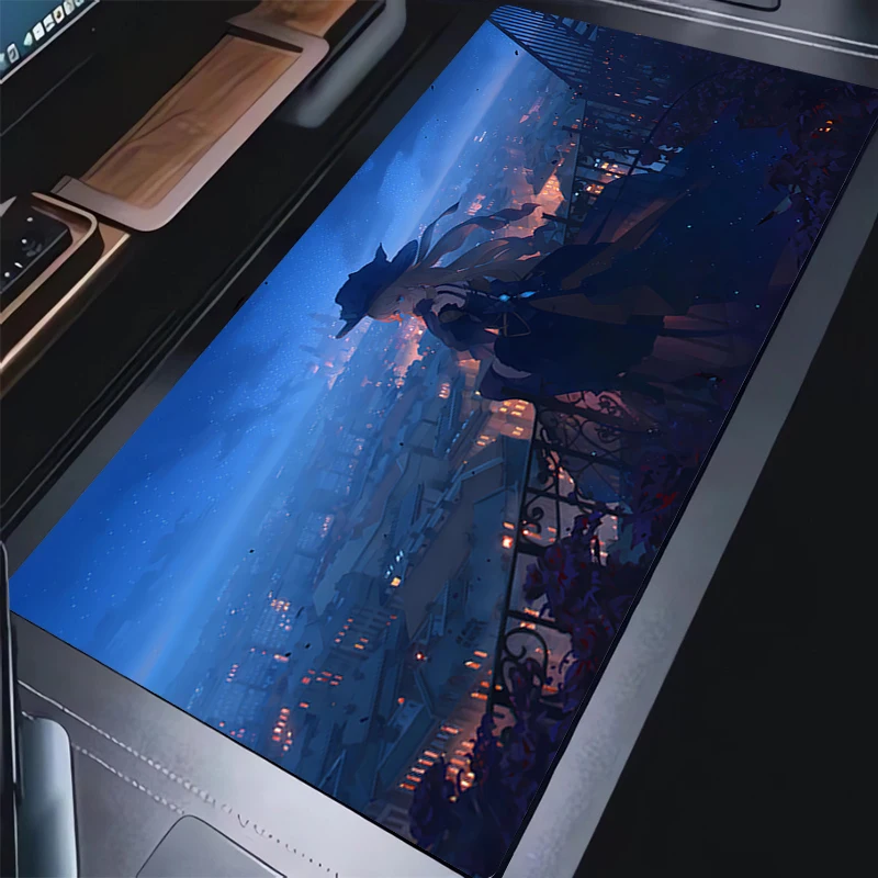 Alas Mouse Gamer Notebook Komputer Besar G-genshin Impact Navia Pc Alas Mouse Karpet Aksesori Gaming Alas Meja Keyboard Senior