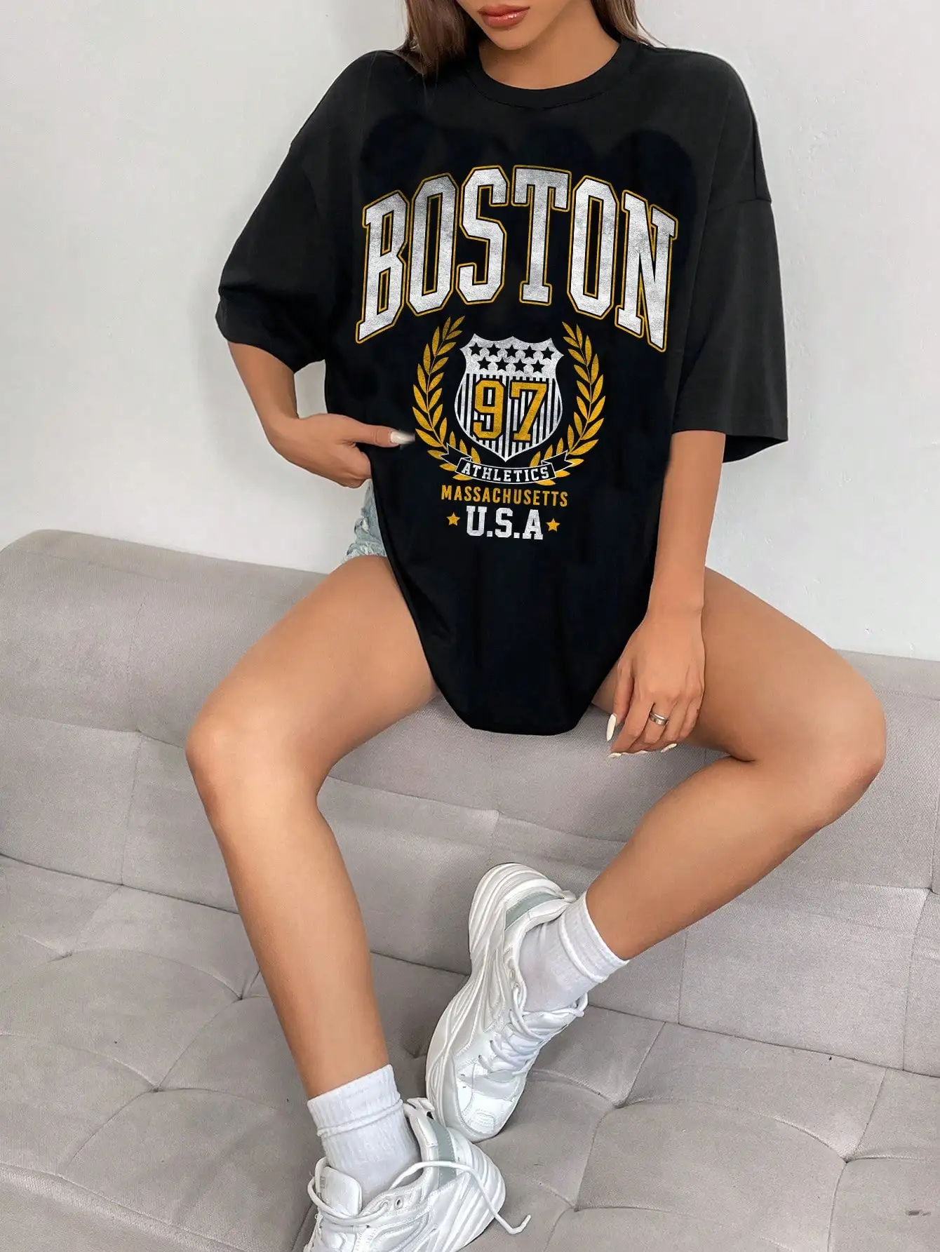 Boston Athletics Massa chusetts u. s. a T-Shirt Frauen Sommer weiche Baumwolle T-Shirt Casual Sport Kurzarm coole übergroße T-Shirts