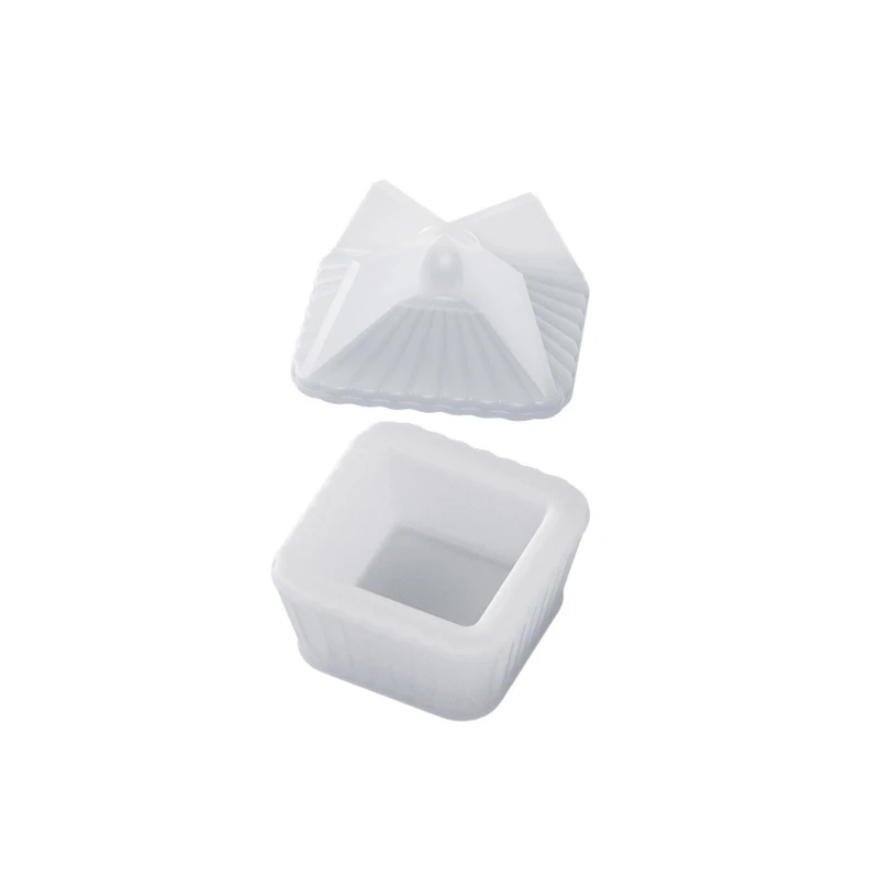 Candle Jar Silicone Resin Mold with Lid Stripe Trapezoid Jewelry Storage Box Candle Cup Mould DIYs Epoxy Resin Molds