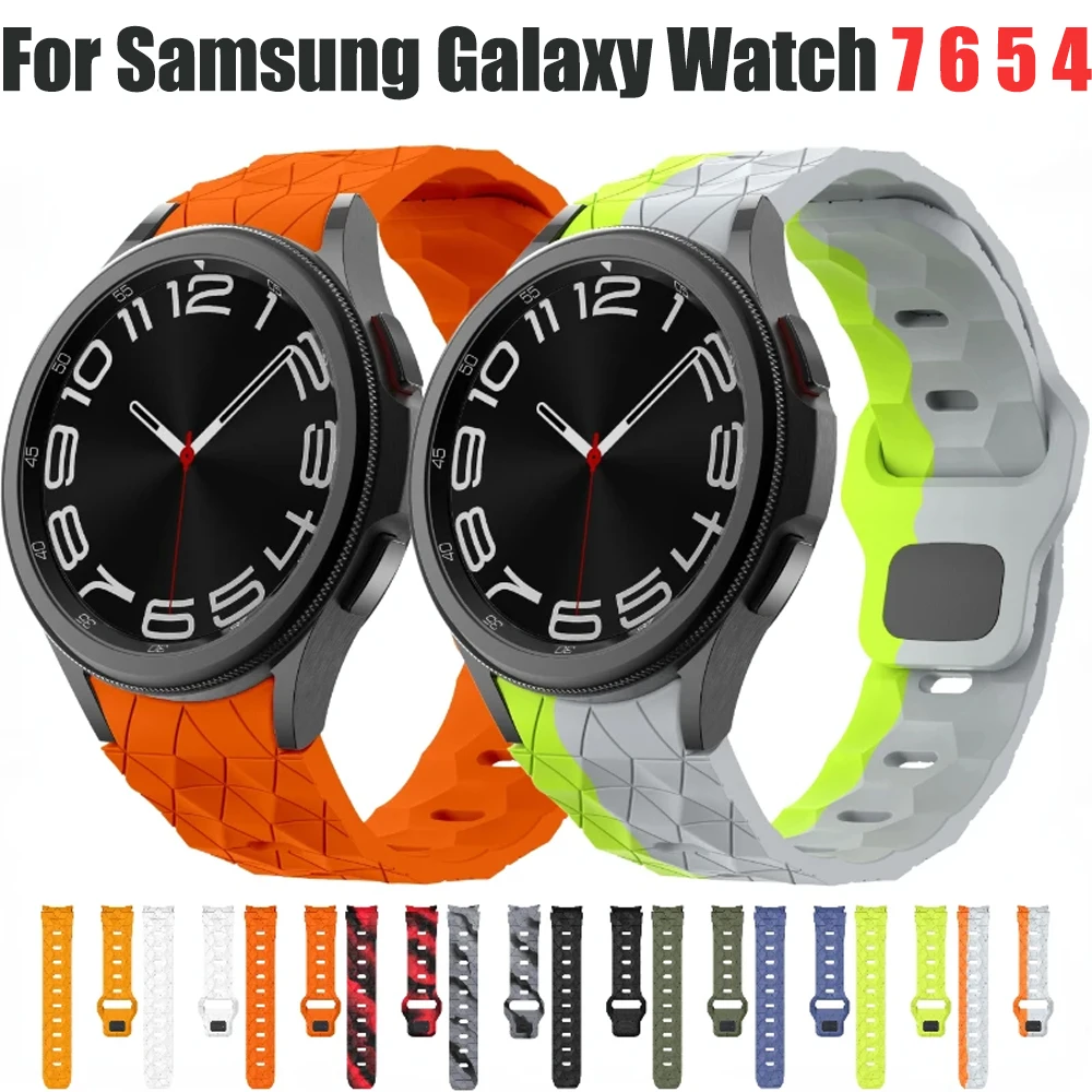 Silikonarmband für Samsung Galaxy Watch 7 6 5 4 40mm 44mm Fußballmuster Armband für Watch 6-4 Classic 43/47mm 46mm