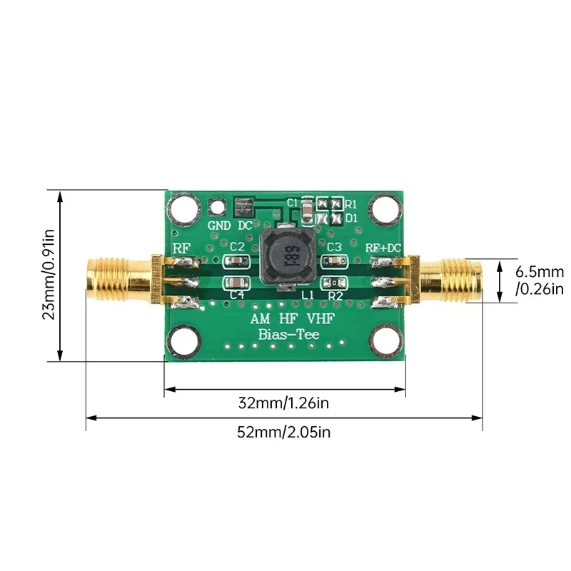 25K-100MHz RF broadband amplifier module coaxial feed bias HF AM low insertion loss RF module