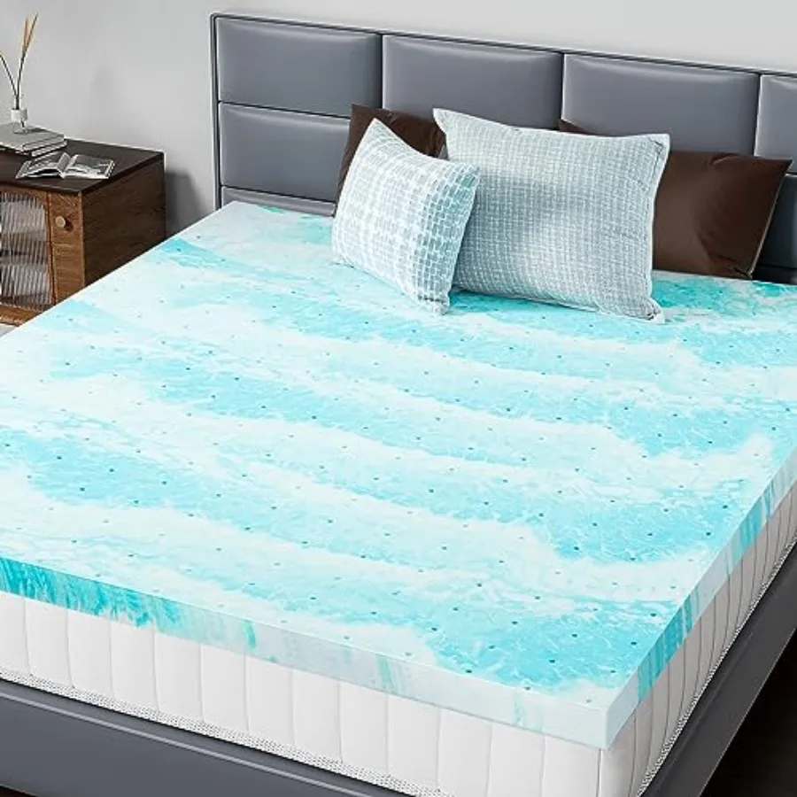 King Size Memory Foam Mattress Topper, 3 Inch Gel-Infused Cooling, Breathable Soft Padding for Sleeper Sofa, Couch, RV, Camper