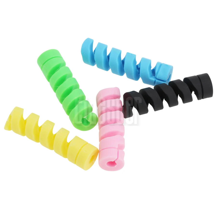 300pcs Spiral Cable Protector Data Line Silicone Bobbin Winder Protective Cord for iPhone Android USB Charging Earphone Case