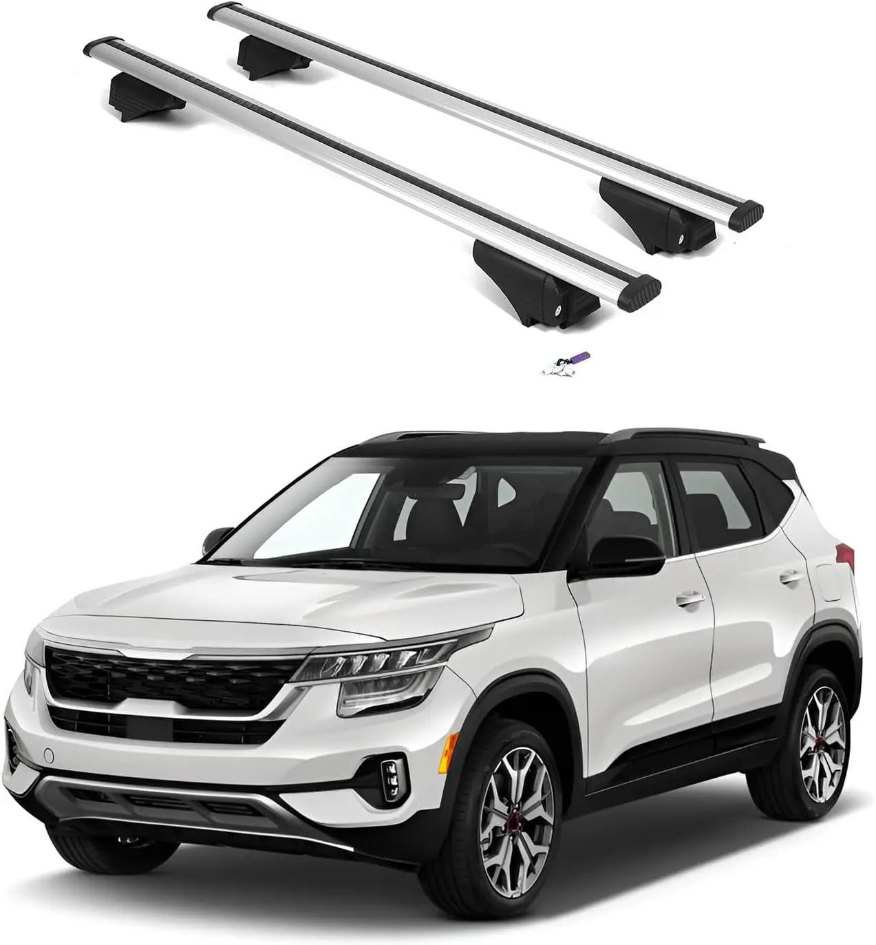 Roof Rack Cross Bars for Kia Seltos 2021-2026 | Aluminum Crossbars with Anti Theft Lock for Rooftop | Compatible with Flush Rail