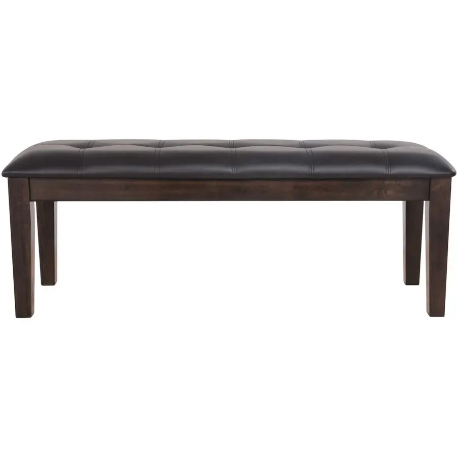 

Design by Ashley Haddigan Traditional Upholstered Dining Room Bench, Dark Brown