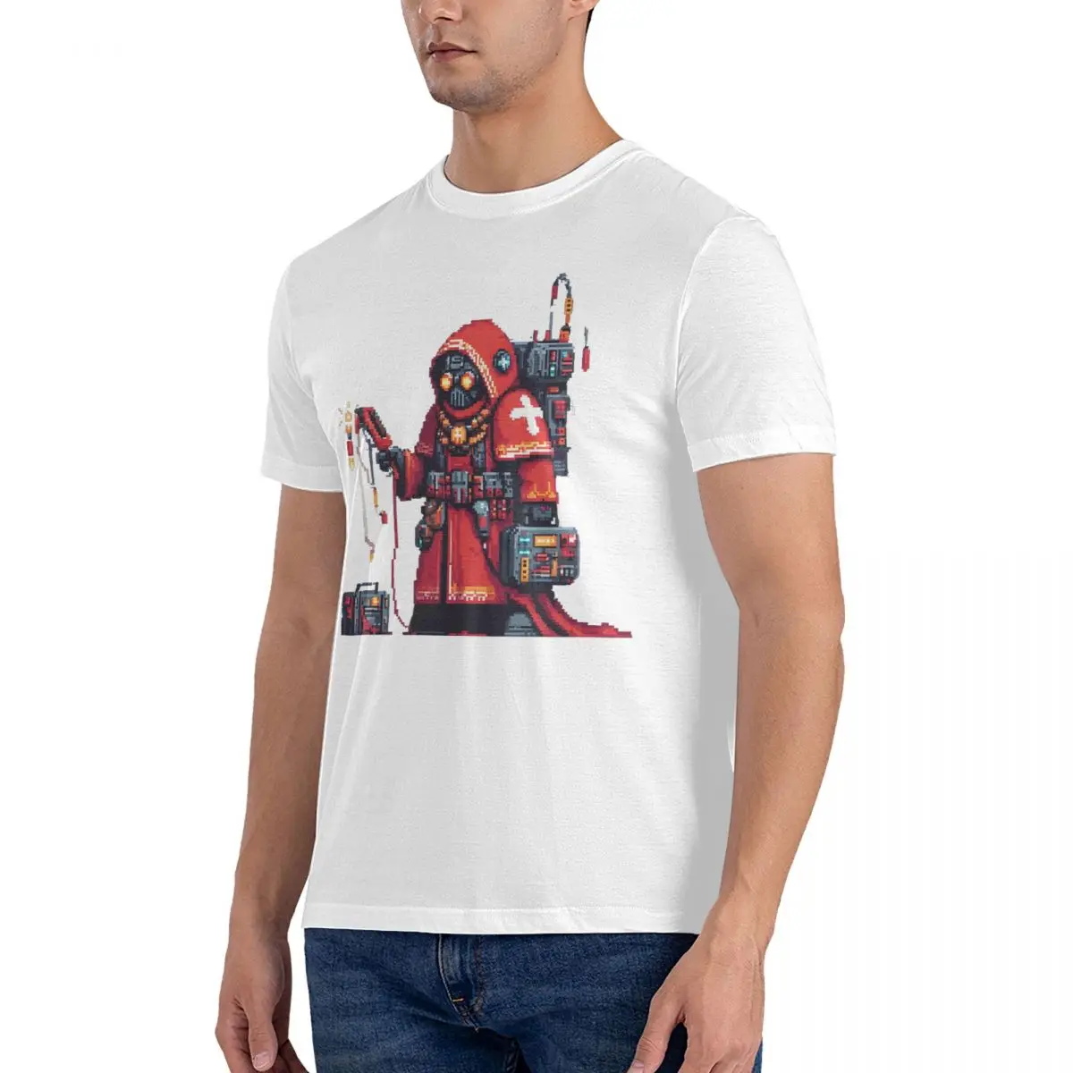 Fashion Hail To The Omnissiah T-Shirts for Men O Neck 100% Cotton T Shirts W-Warhammer 40k Short Sleeve Tee Shirt