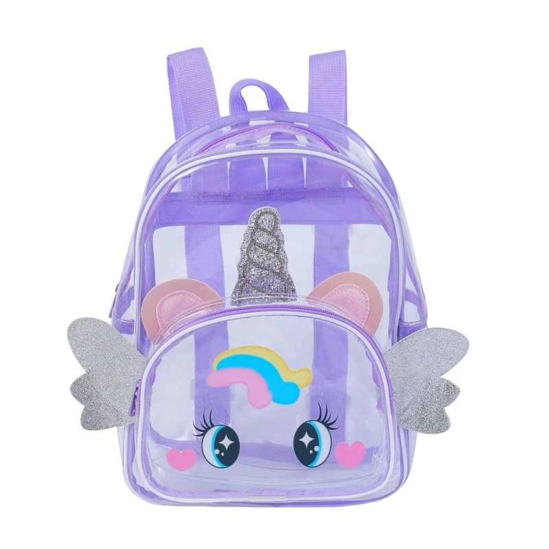 Holographic Clear Backpack Purse See-through Casual Daypack Travel Shoulder Bag for Kids Children