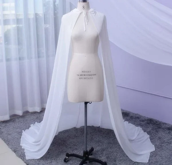 

Wedding Bridal Long Chiffon Cape Coat Hooded Medieval Halloween Cloak Shawl Wrap Party Shrug Cloak bolero formal bridal wrap