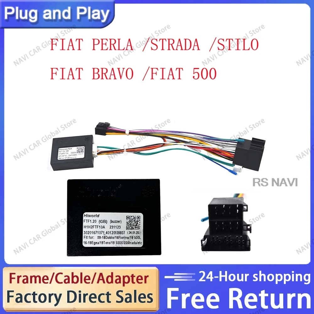 NAVI Car 16pin Wiring Harness Adapter Canbus Box Decoder Android Radio Power Cable For Fiat 500 BRAVO PERLA Fiorino Strada Stilo