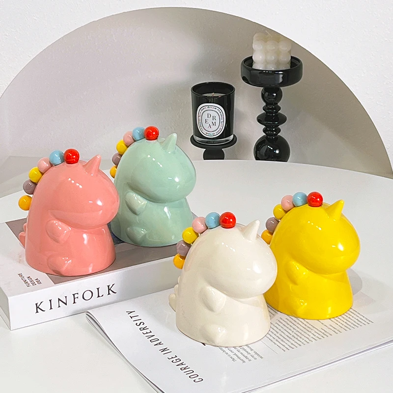 

Cute Unicorn Fruit Stainless Steel Forks Set with Ceramics Storage Container Safe Colorful Small Forks