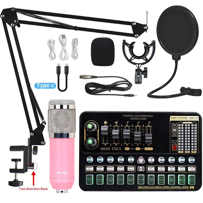 BM 800 Condenser Microphone Bundle Professional Studio Microphone Live Sound Card Wireless Adjustable Mic Suspension Scissor Arm