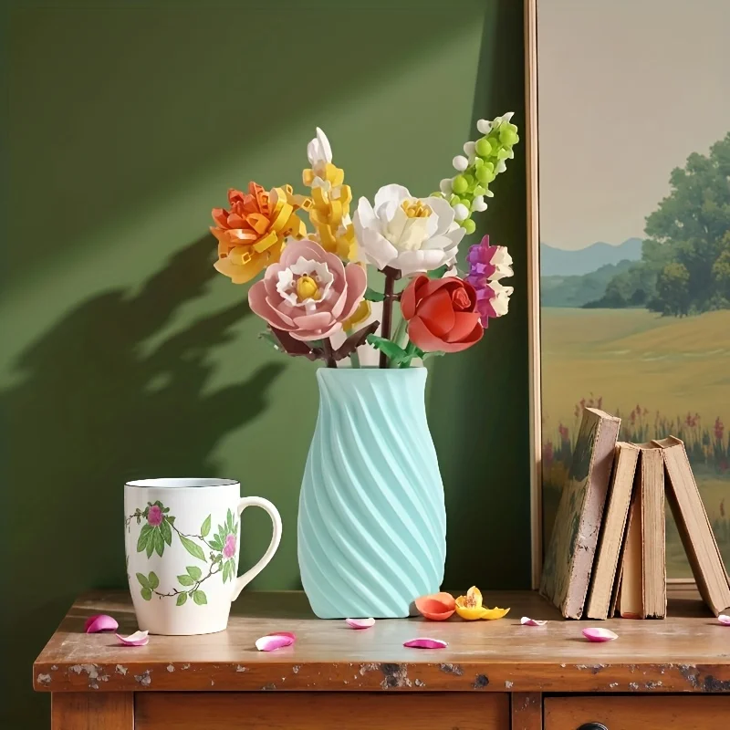 Nuovo prodotto creativo assemblato building block desktop flower art giocattolo, regalo di San Valentino, decorazione modello realistico, un regalo fo