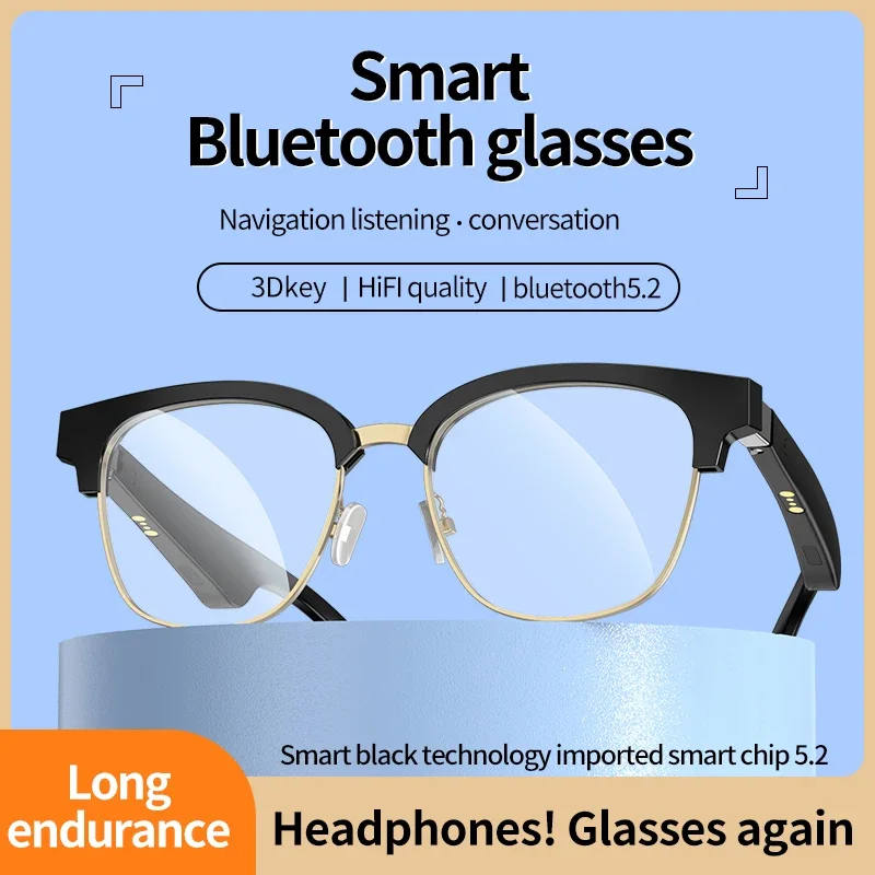 

Stereo Surround Sound Intelligent Wireless Bluetooth 5.2 Sports Blue Light Headphones Sunglasses Outdoor Headphones for Calling