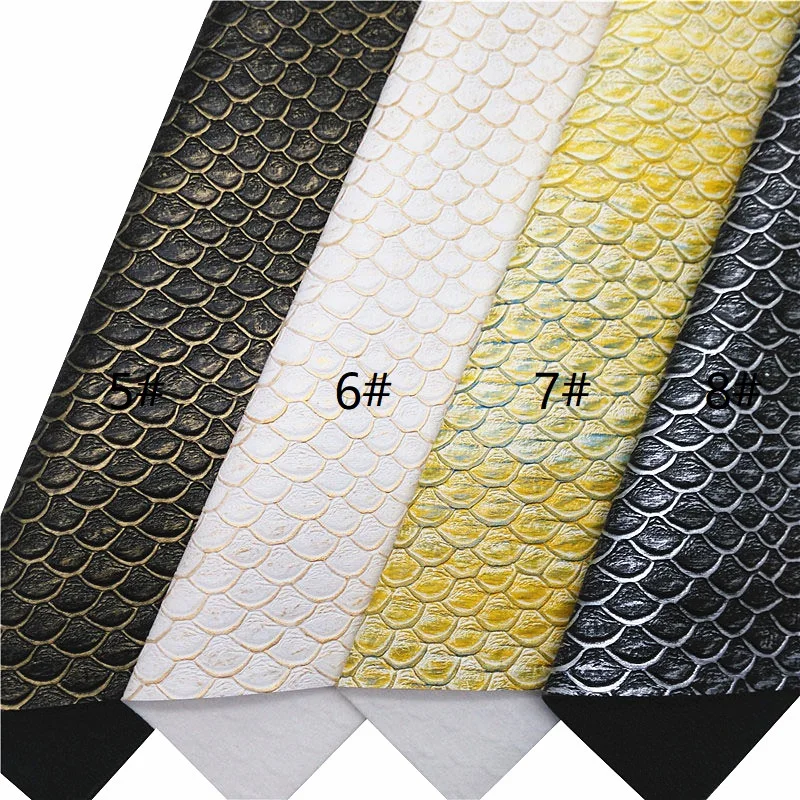 30 x134cm squame di pesce in pelle sintetica goffrata ecopelle tessuto vinilico pelle artigianale fiocchi fai da te borse orecchini rotoli fogli W581