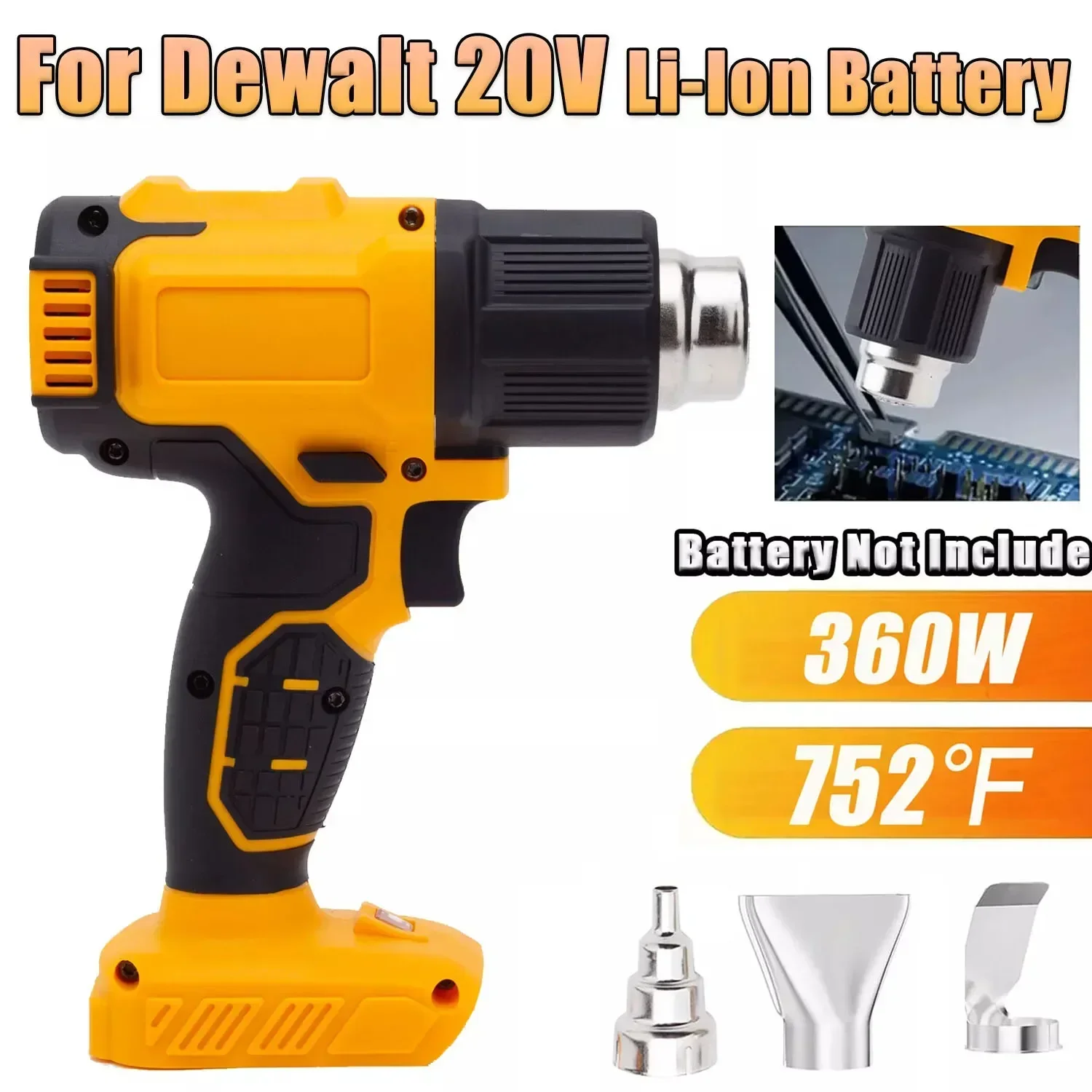 

Cordless Heat Gun for Dewalt 20V DCB200 Battery for makita BL1830 Battery LCD Digital Display Shrink Wrapping Hot Air Gun