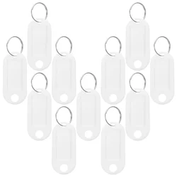 30pcs Plastic Keychain ID Tags Name Label Language Number Mark Classification Tag (White)