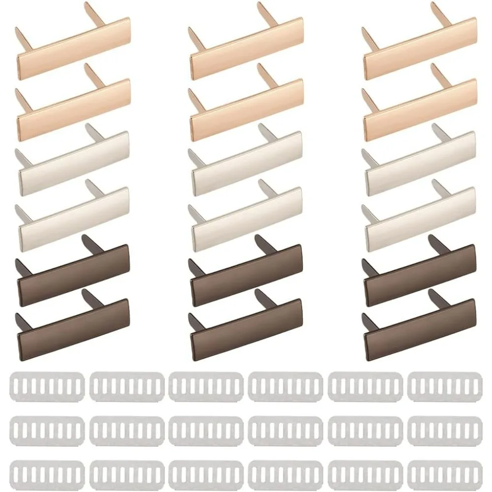 18 Set Metal Stamping Blanks 3 Color Alloy Rectangular Tags - 1.5x0.7x0.4 Inch Personalized Name Logo Labels for Jean Shoes