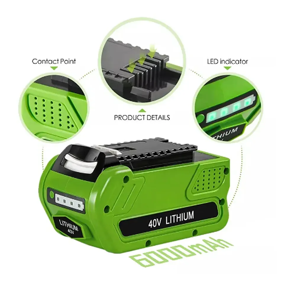 For GreenWorks 40V Replacement Battery 29462 29472 40V 6.0Ah Tools Lithium ion Rechargeable Battery 22272 20292 22332 G-MAX