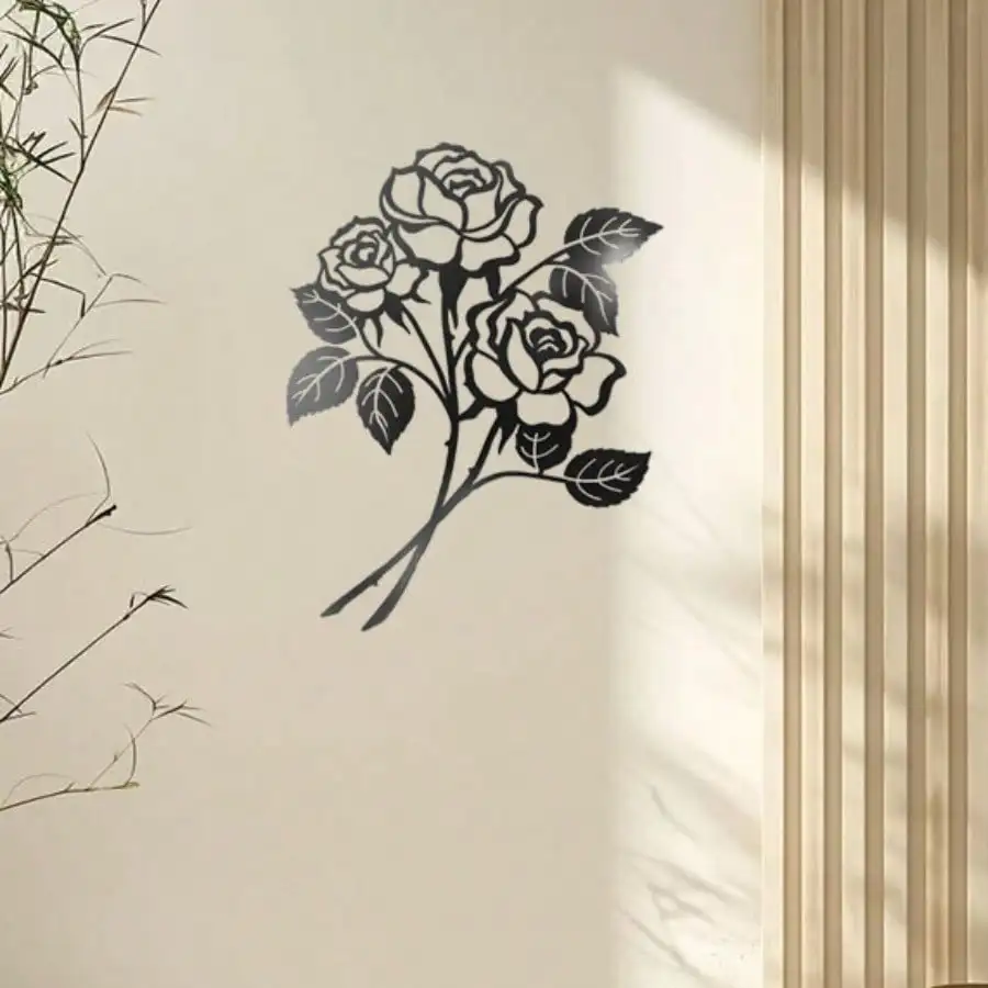 1pc Giant Rose Flower Metal Wall Art Large Rustic Sign Living Room Home Decor Gift