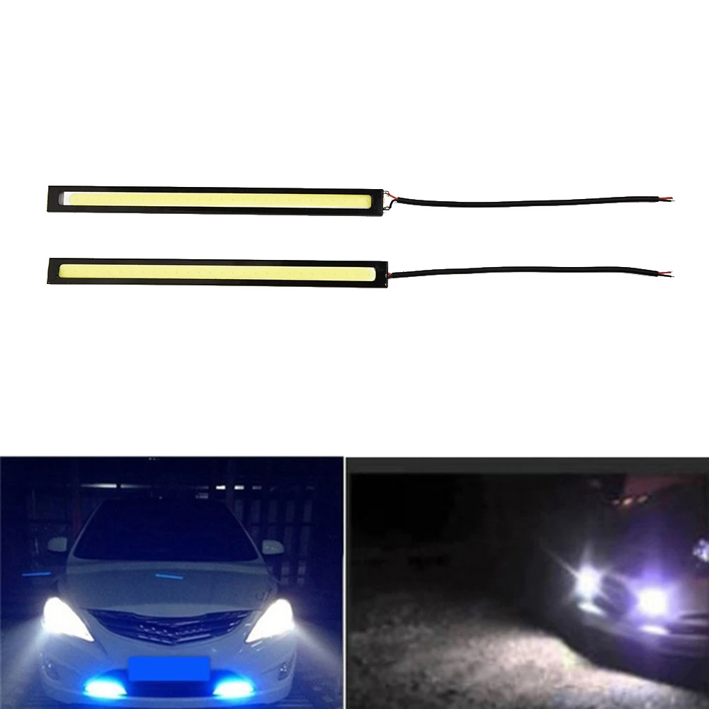 

2 Pcs 17cm Car Light Bar=========ed Cob Light Stripe For C=========/ Daytime / Fog 10-12V====================me Running Lamp