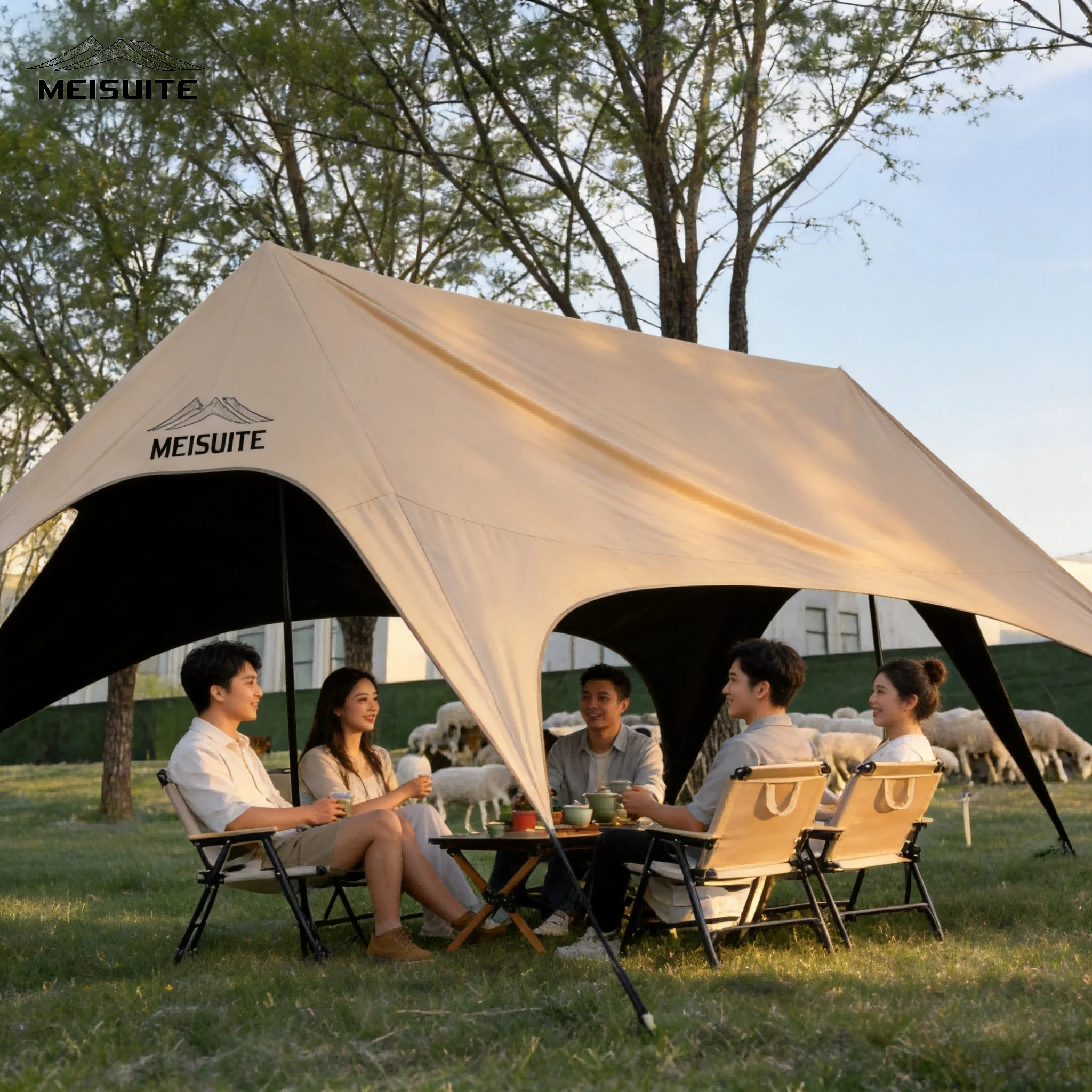 2026 New Black Coated Double Canopy Tent Oxford Cloth UV Protection Waterproof Instant Setup Camping Awning For Beach Events