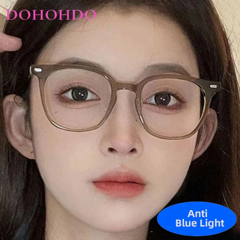 

Vintage Square Frame Rivets Decoration TR90 Optical Protection Women Man Glasses Brand Designer Reading Anti-Blue Light Eyewear