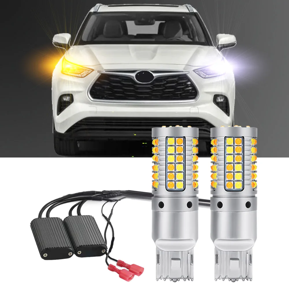 

2Pcs Canbus For Toyota Highlander 2014- 2020 2021 2022 Switchback Yellow Front Turn Signal + White Drl Daytime Running Lght