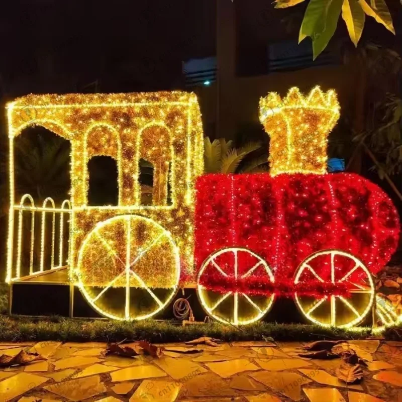 

Commercial Outdoor Waterproof Large Light Emitting Diode Christmas Train Light Pattern 3D Street Shopping Center