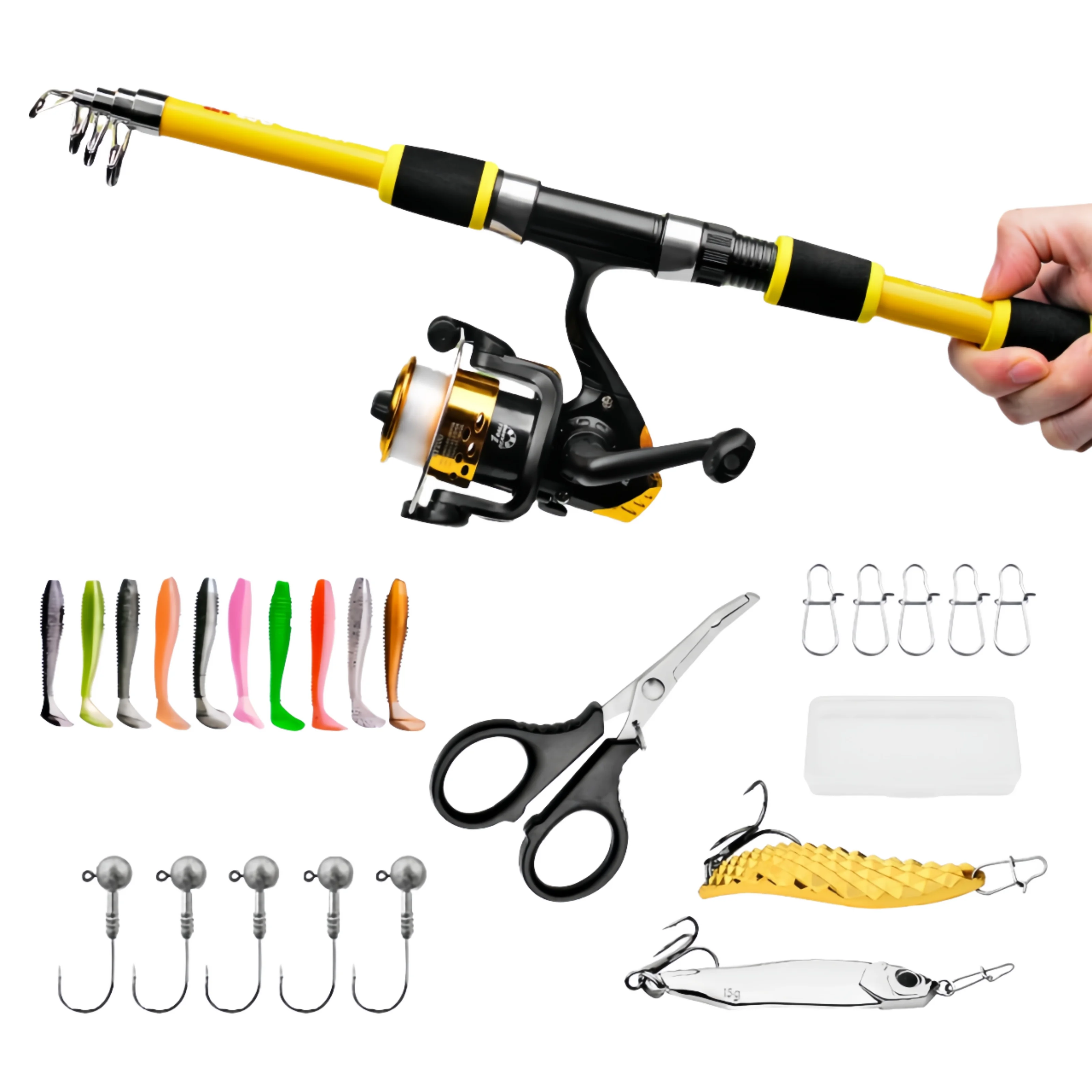 1.5m 1.8m Telescopic Glass Steel Feeder Rod Combo Kit Full Set Float Spinning Line Lures Lake Freshwater Sea Targets Carp