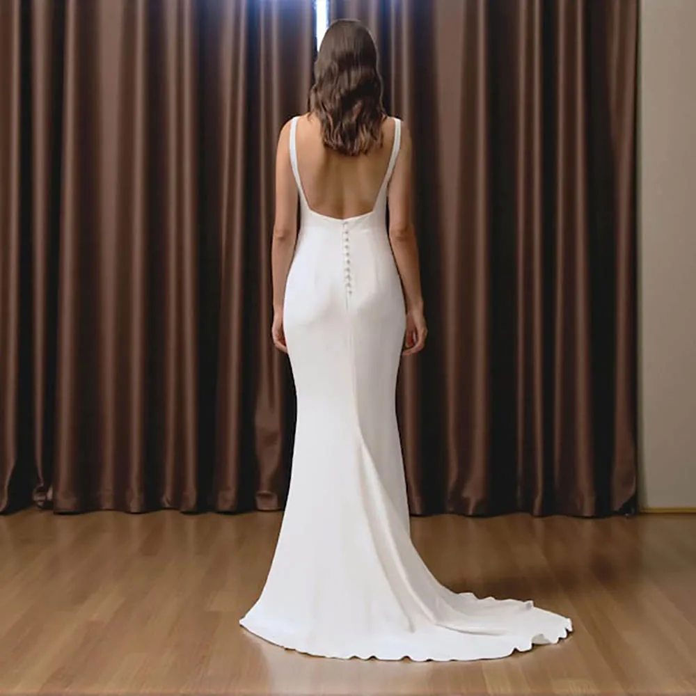 Proste suknie ślubne cywilne dla kobiet, bez rękawów, syrenka, suknie ślubne na przyjęcie weselne, Vestidos De Novias 2025, sukienka dla panny młodej