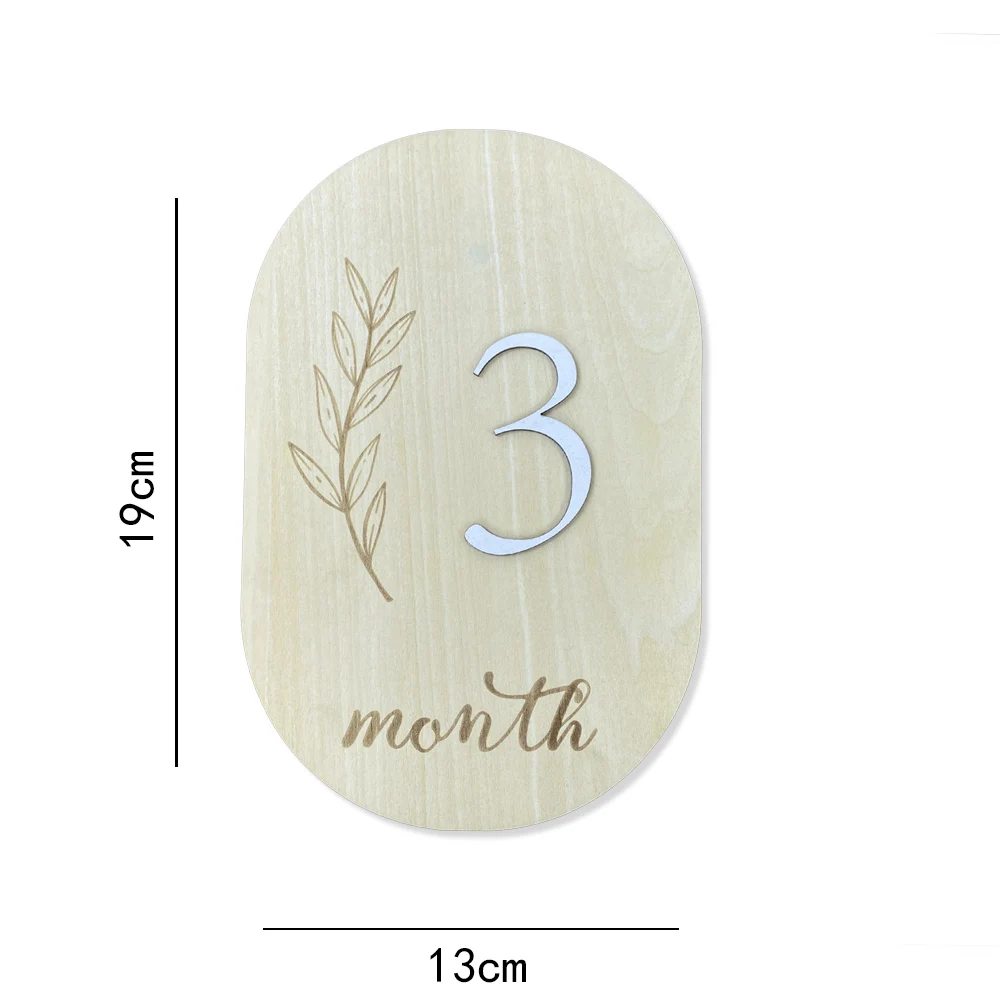 1Set Wooden Baby Month Milestone Card Flower Shape Record Card Newborn Birthday Gift Souvenir Baby Photo Photography Accessories