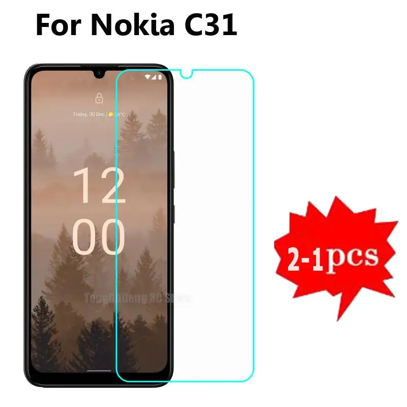 

2-1PCS Tempered Glass For Nokia C31 Screen Protector 9H Protective Glass For Cristal Templado Nokia C32 C22 C12 C02 G22 Pelicula